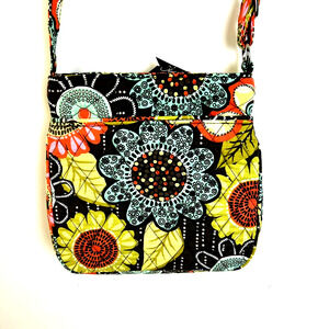 Vera Bradley Crossbody Bag Floral Quilted Cotton Orange Brown Yellow Adjustable